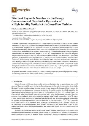 Effects of Reynolds Number on the Energy Conversion and Near-Wake Dynamics of a High Solidity Vertical-Axis Cross-Flow Turbine