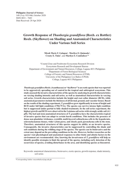 Growth Response of Thunbergia Grandiflora (Roxb. Ex Rottler) Roxb