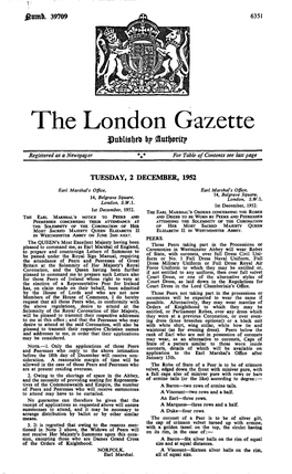 The London Gazette J3ubii0be& B? Sut&Ortt?