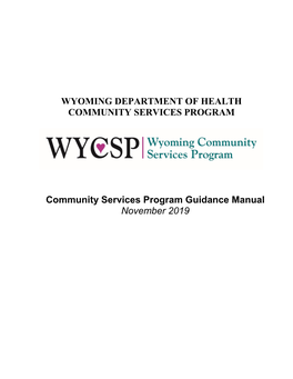 Community Services Block Grant (CSBG) Policy & Procedure Manual