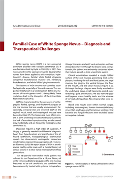 Familial Case of White Sponge Nevus – Diagnosis and Therapeutical Challenges