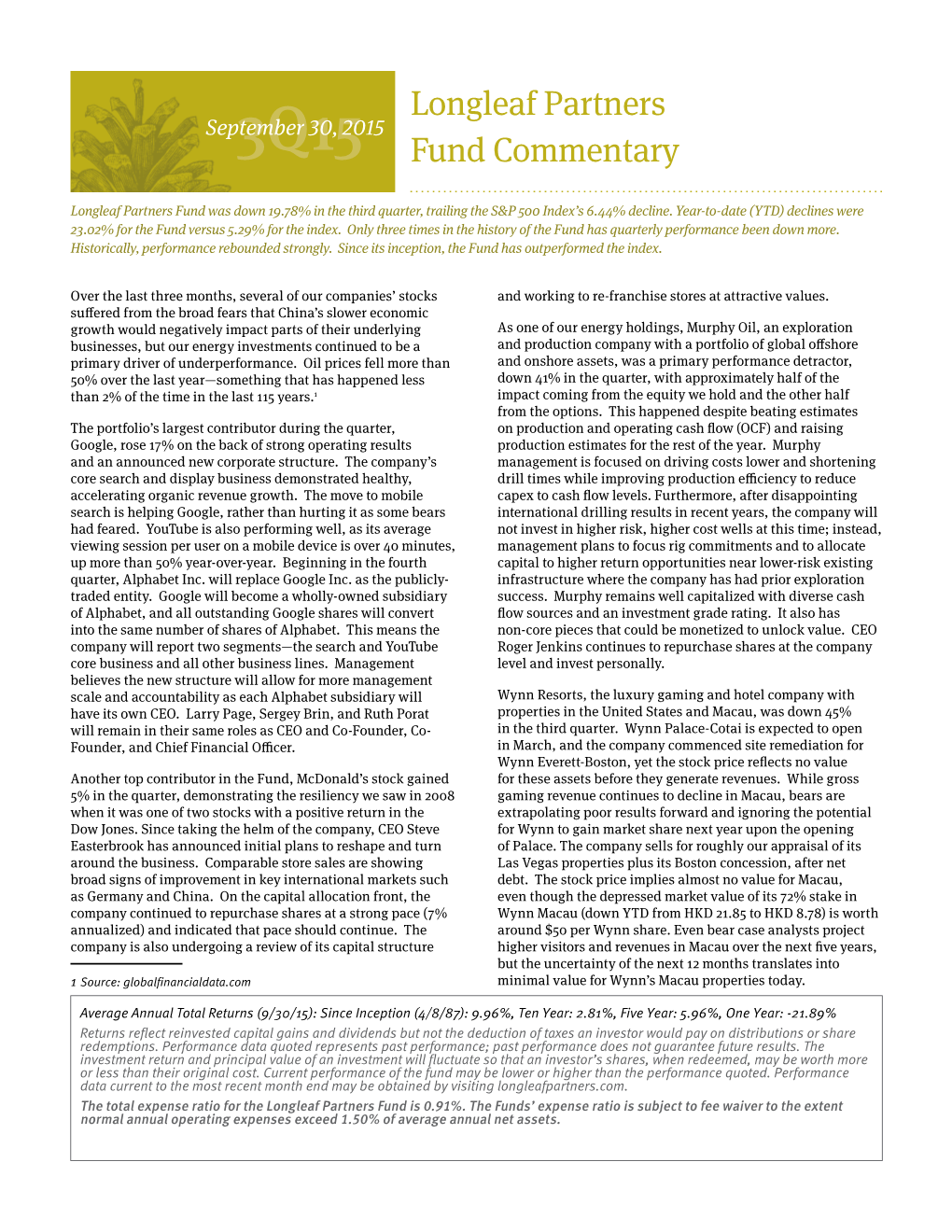 Longleaf Partners Fund Commentary