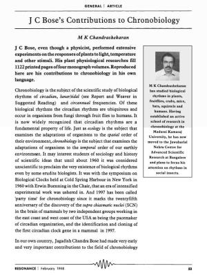 JC Bose's Contributions to Chronobiology