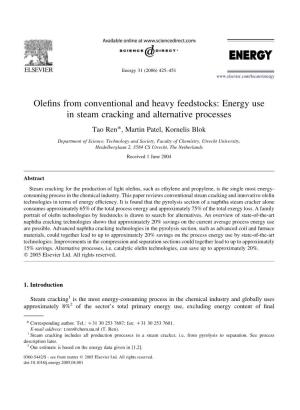 Olefins from Conventional and Heavy Feedstocks: Energy Use in Steam Cracking and Alternative Processes