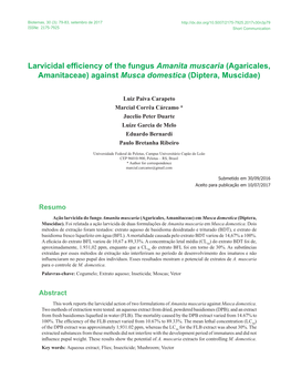 Larvicidal Efficiency of the Fungus Amanita Muscaria