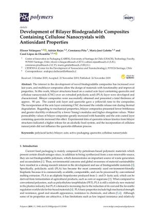 Development of Bilayer Biodegradable Composites Containing Cellulose Nanocrystals with Antioxidant Properties