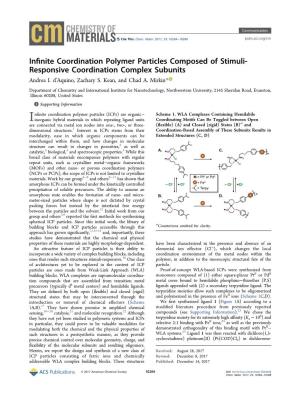 Infinite Coordination Polymer Particles Composed of Stimuli-Responsive Coordination Complex Subunits