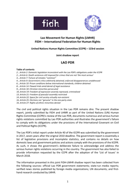 Lao Movement for Human Rights (LMHR) FIDH – International Federation for Human Rights
