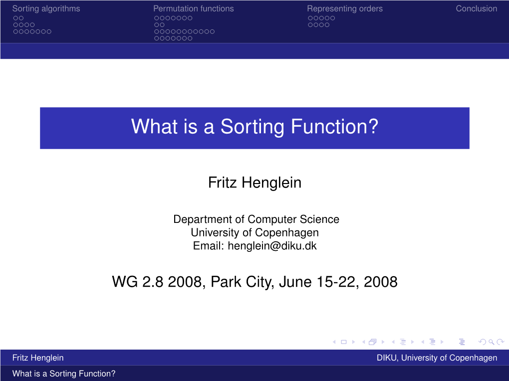 What Is a Sorting Function?