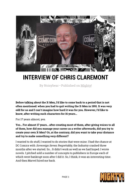 Interview of Chris Claremont