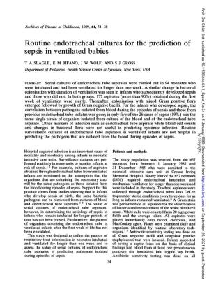Routine Endotracheal Cultures for the Prediction of Sepsis in Ventilated Babies