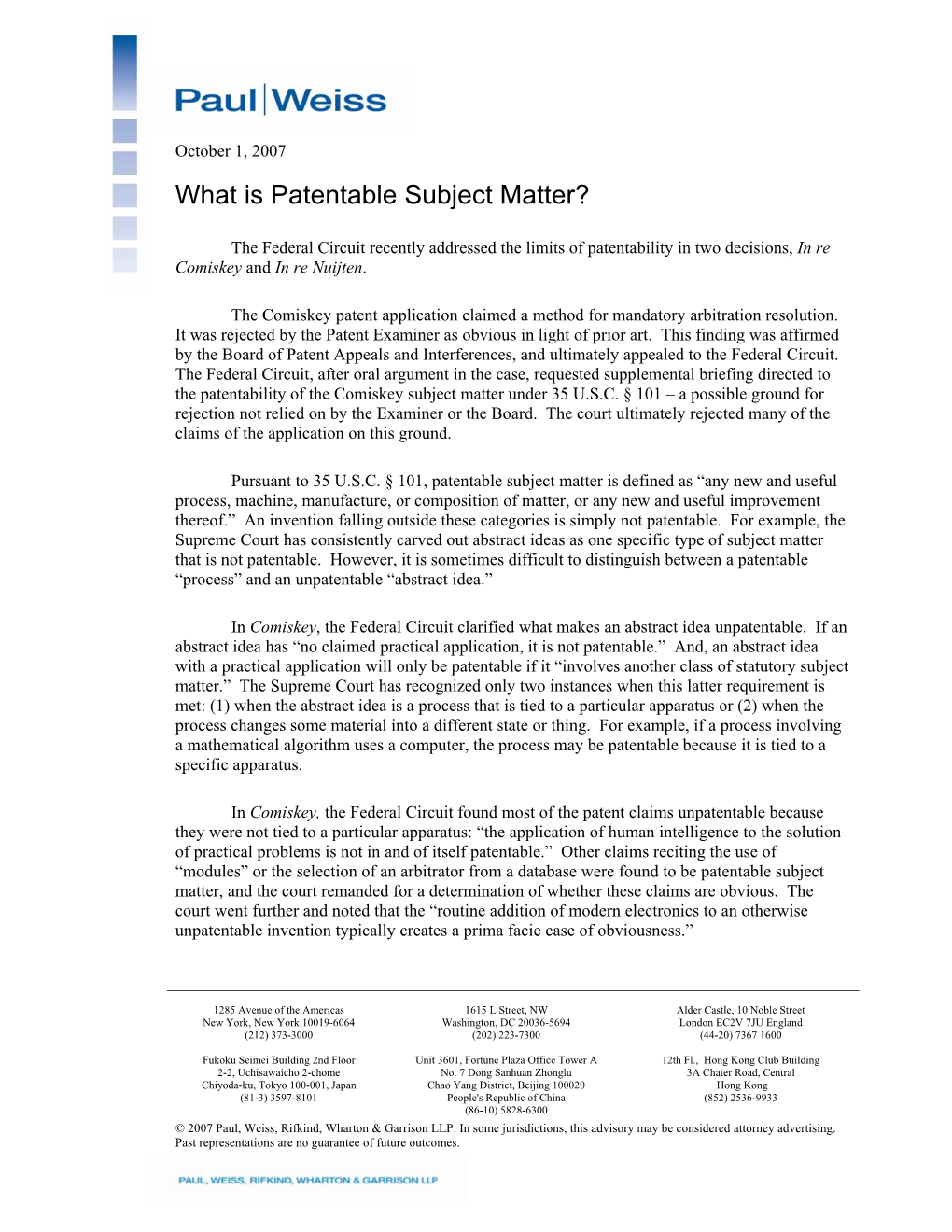 What Is Patentable Subject Matter?