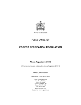 Forest Recreation Regulation