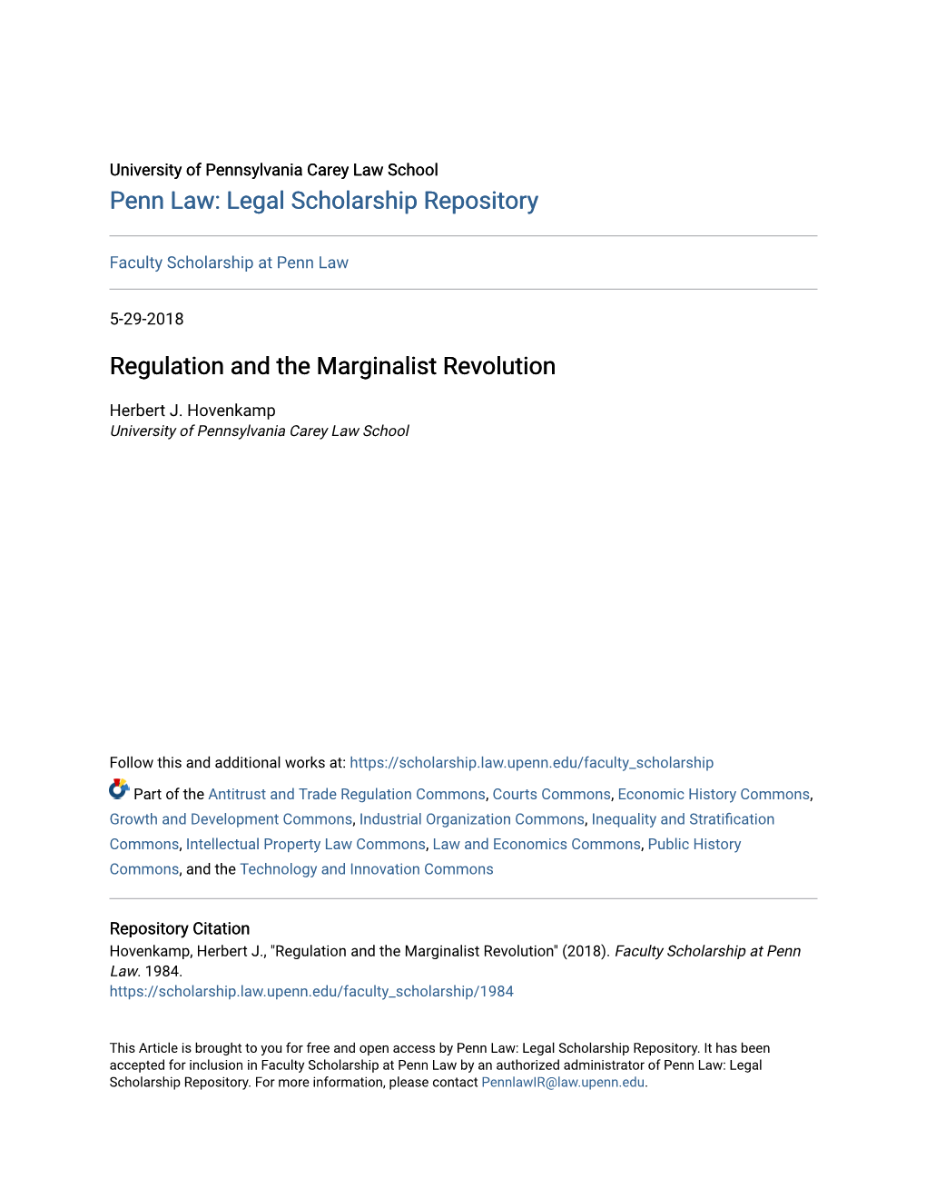 Regulation and the Marginalist Revolution