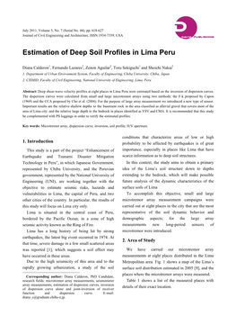 Estimation of Deep Soil Profiles in Lima Peru