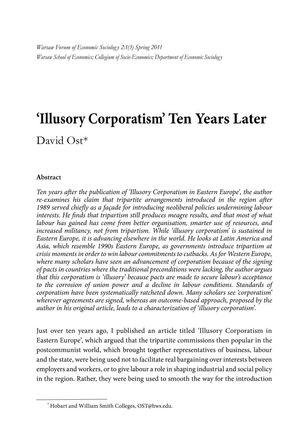 'Illusory Corporatism' Ten Years Later