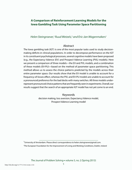 A Comparison of Reinforcement Learning Models for the Iowa Gambling Task Using Parameter Space Partitioning