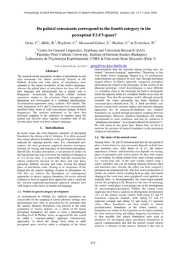 Do Palatal Consonants Correspond to the Fourth Category in the Perceptual F2-F3 Space?