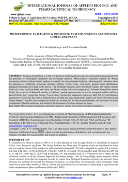 Microscopical Evaluation & Proximate Analysis Sesbania Grandiflora a Folk