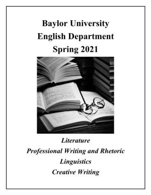 Baylor University English Department Spring 2021