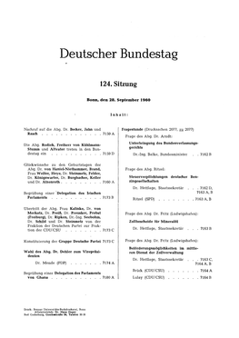 Deutscher Bundestag 124. Sitzung