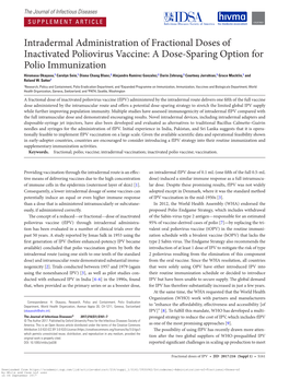 Intradermal Administration of Fractional Doses of Inactivated Poliovirus Vaccine: a Dose-Sparing Option for Polio Immunization