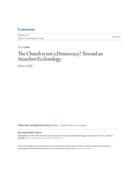 The Church Is Not a Democracy? Toward an Anarchist Ecclesiology