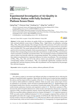 Experimental Investigation of Air Quality in a Subway Station with Fully Enclosed Platform Screen Doors