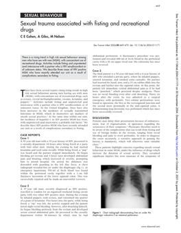 Sexual Trauma Associated with Fisting and Recreational Drugs C E Cohen, a Giles, M Nelson