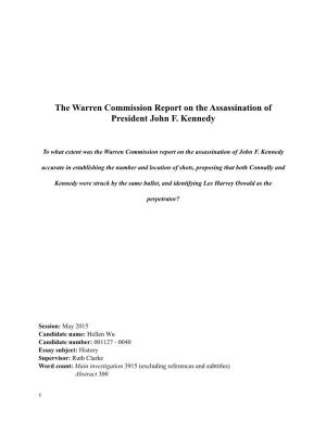 The Warren Commission Report on the Assassination of President John F