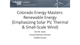 Renewable Energy (Emphasizing Solar PV, Thermal & Small-Scale Wind) Kurt M