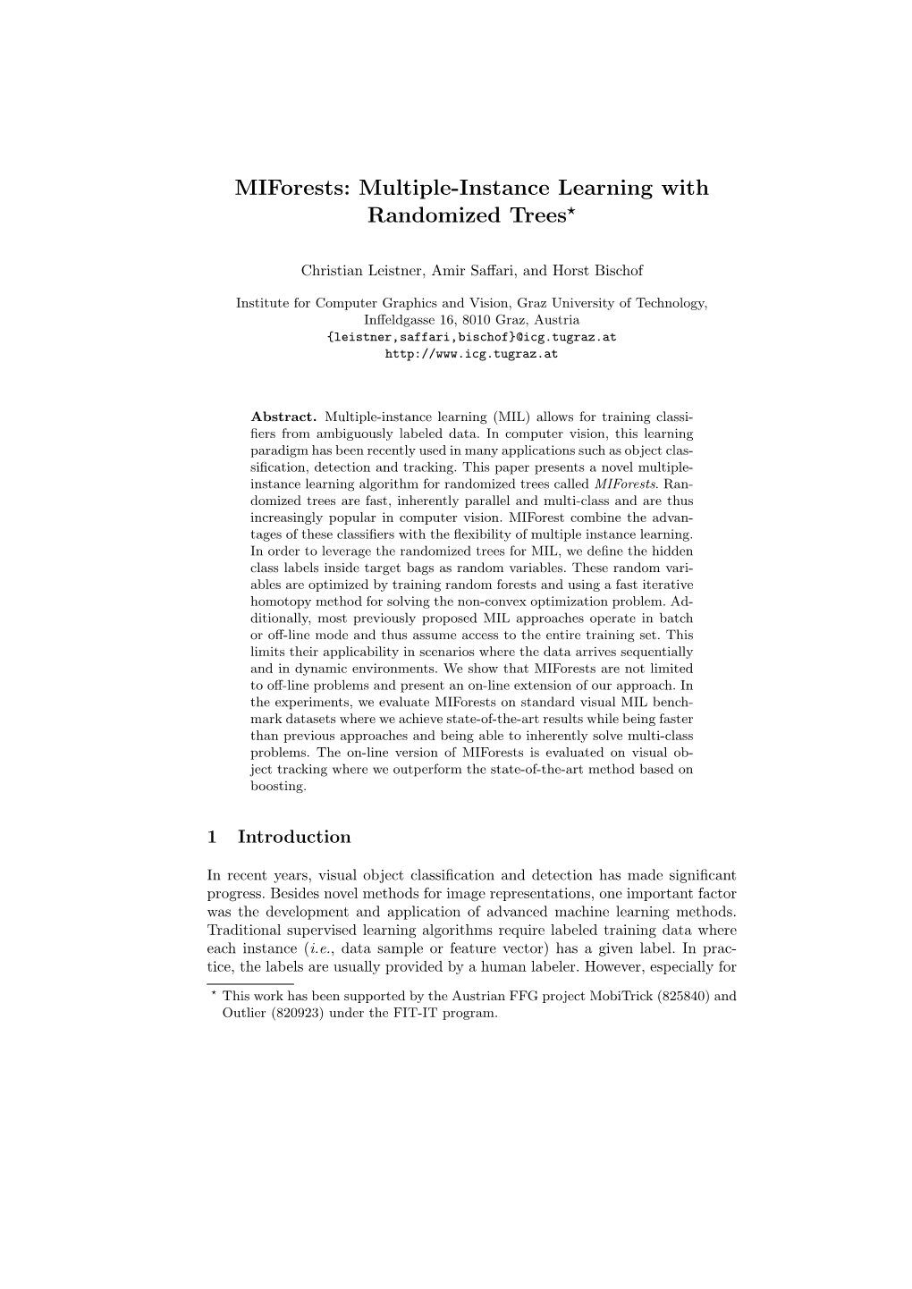 Miforests: Multiple-Instance Learning with Randomized Trees⋆