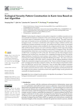 Ecological Security Pattern Construction in Karst Area Based on Ant Algorithm