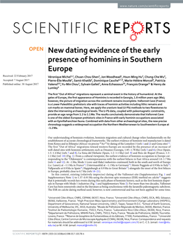 New Dating Evidence of the Early Presence of Hominins in Southern