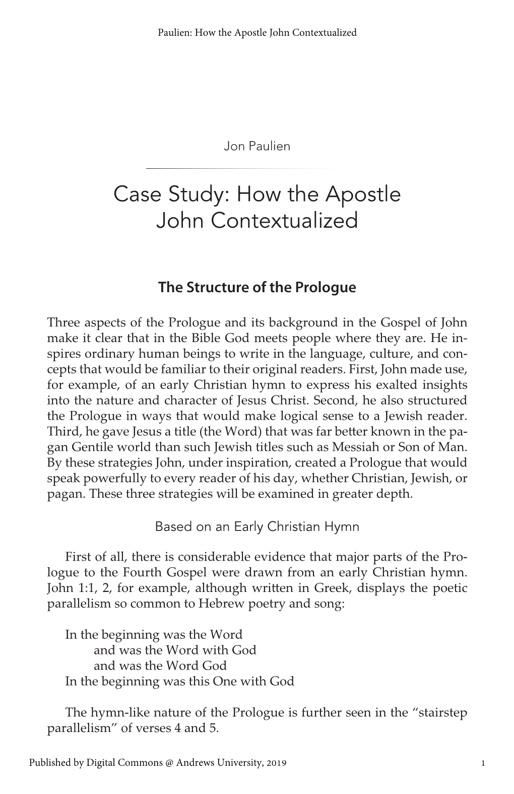 Case Study: How the Apostle John Contextualized