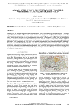 Analysis of the Ongoing Transformation of Vernacular Architecture in La Sagra Region, Toledo, Spain