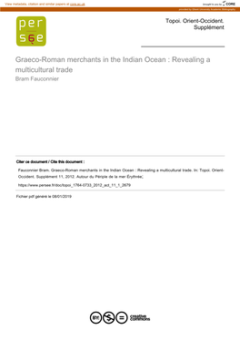 Graeco-Roman Merchants in the Indian Ocean : Revealing a Multicultural Trade Bram Fauconnier