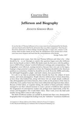 Jefferson and Biography ANNETTE GORDON-REED