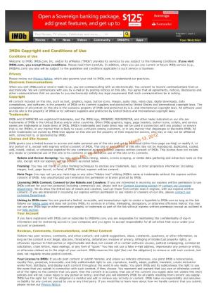 Imdb Copyright and Conditions of Use Imdb U.S. V. Nosal, No. 10-10038 Archived on March 13, 2012