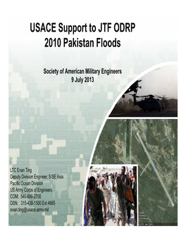 USACE Support to JTF ODRP 2010 Pakistan Floods