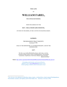Life of William Farel