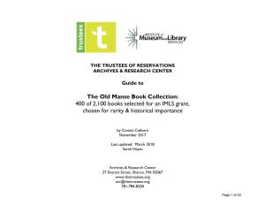 Guide to the Old Manse Book Collection: IMLS Selections