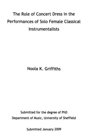 The Role of Concert Dress in the Performances of Solo Female Classical Instrumentalists