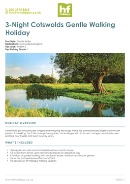 3-Night Cotswolds Gentle Walking Holiday