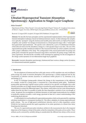 Ultrafast Hyperspectral Transient Absorption Spectroscopy: Application to Single Layer Graphene