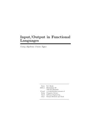 Input and Output in Fuctional Languages