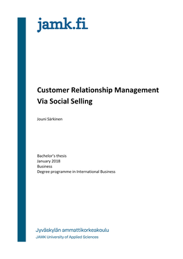 Customer Relationship Management Via Social Selling