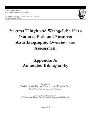 Yakutat Tlingit and Wrangell-St. Elias National Park and Preserve: an Ethnographic Overview and Assessment