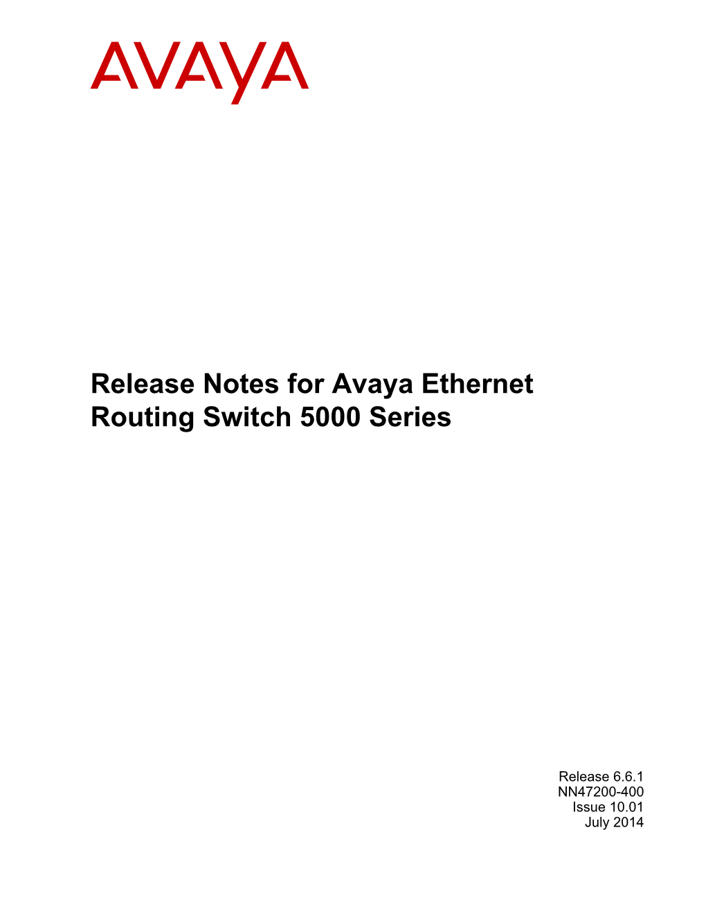 Release Notes for Avaya Ethernet Routing Switch 5000 Series