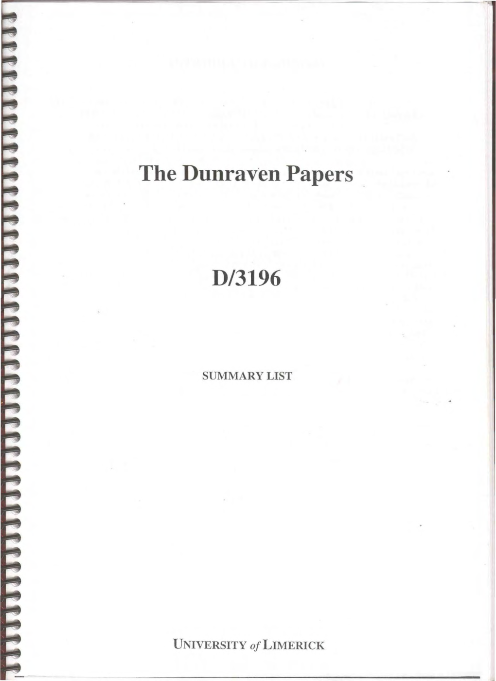 The Dunraven Papers D/3196